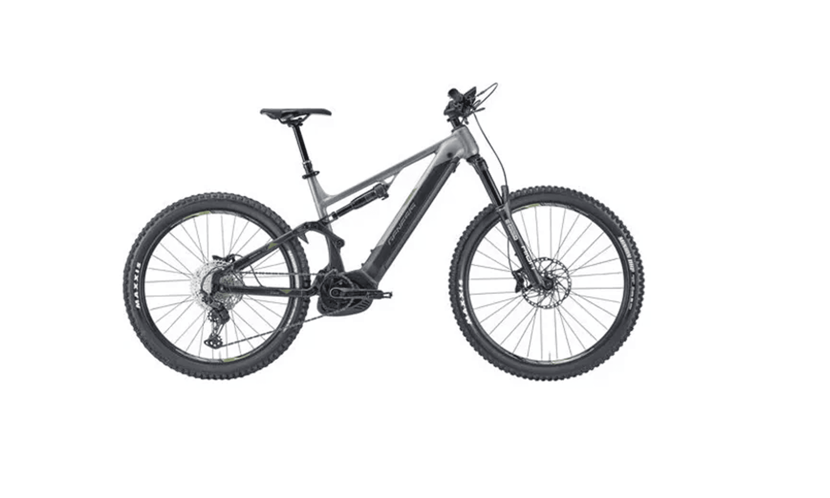Sleek gray electric mountain bike with thick tires, sturdy frame, and visible motor, evoking a sense of adventure and modern sporty design.