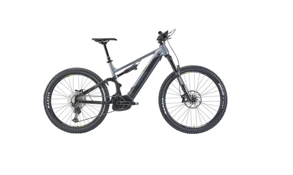 Sleek gray electric mountain bike with thick tires, sturdy frame, and visible motor, evoking a sense of adventure and modern sporty design.